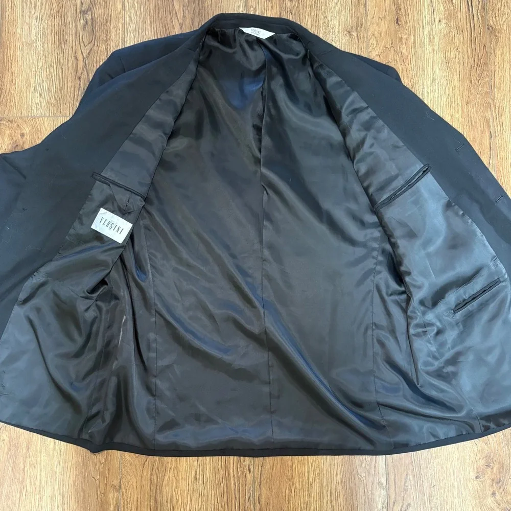VTG Versini Mens Black 100% Wool 3 Button Blazer‎ Sport Coat Jacket 46R Classic